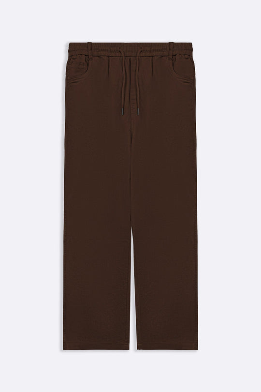 BROWN RELAXED TWILL PANTS