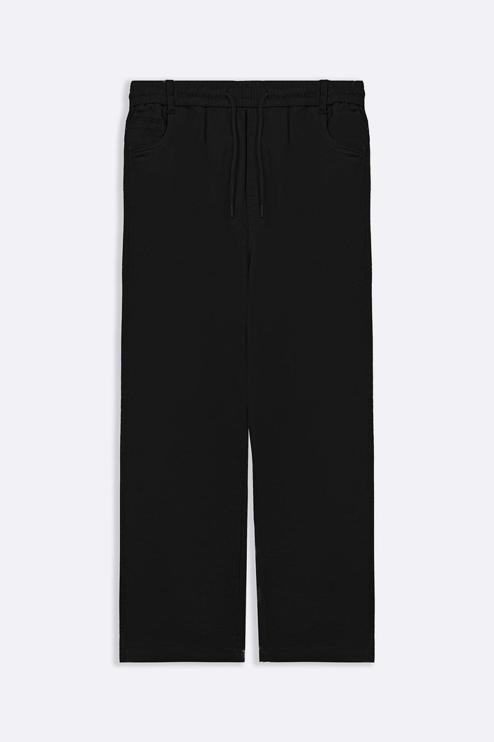 BLACK RELAXED TWILL PANTS