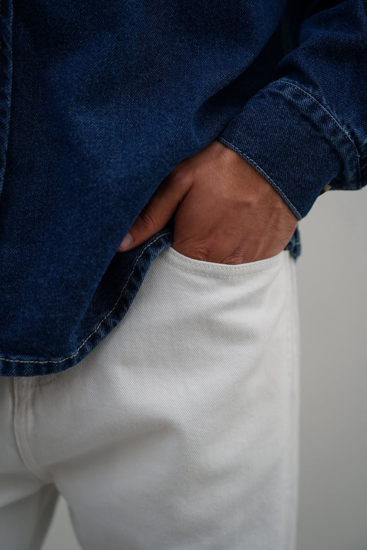 WHITE SPORTY TWILL JEANS
