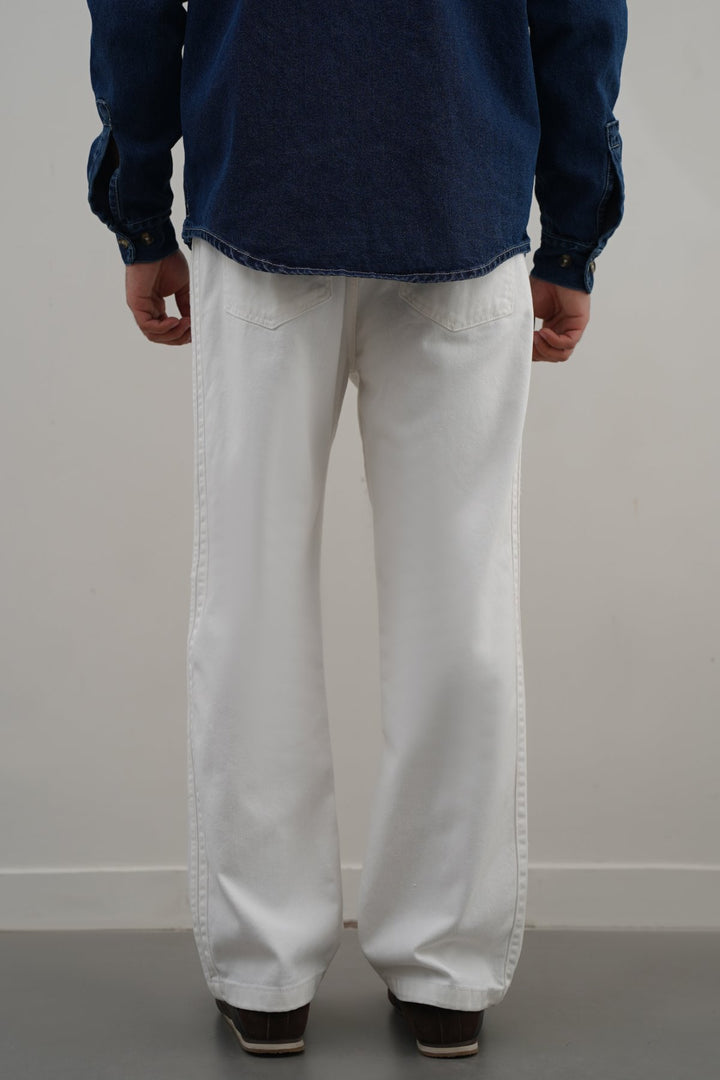 WHITE SPORTY TWILL JEANS