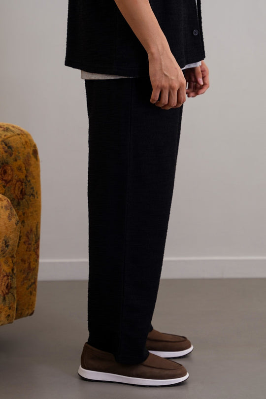 BLACK BOUCLE TROUSERS