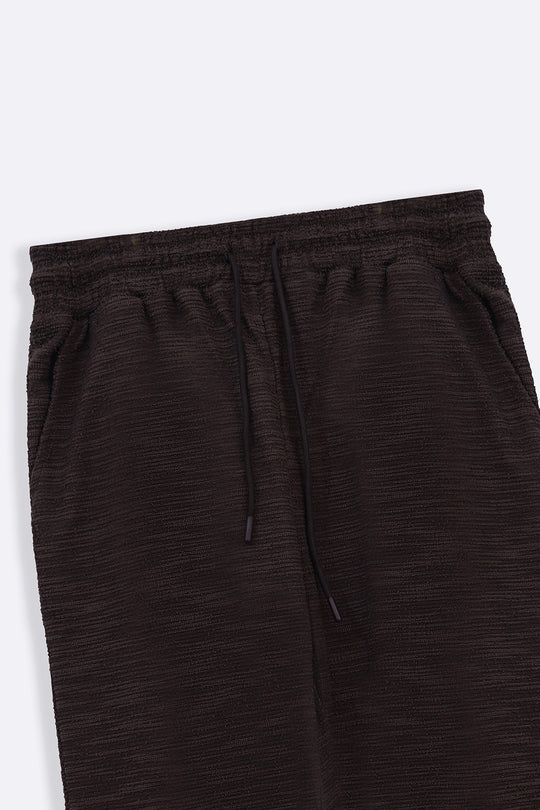 DARK BROWN BOUCLE TROUSERS