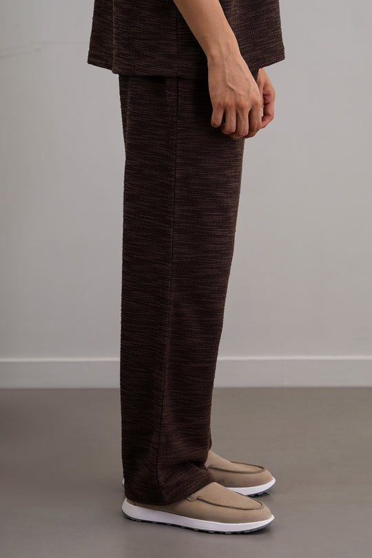 DARK BROWN BOUCLE TROUSERS
