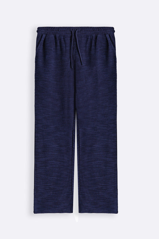 NAVY BOUCLE TROUSERS