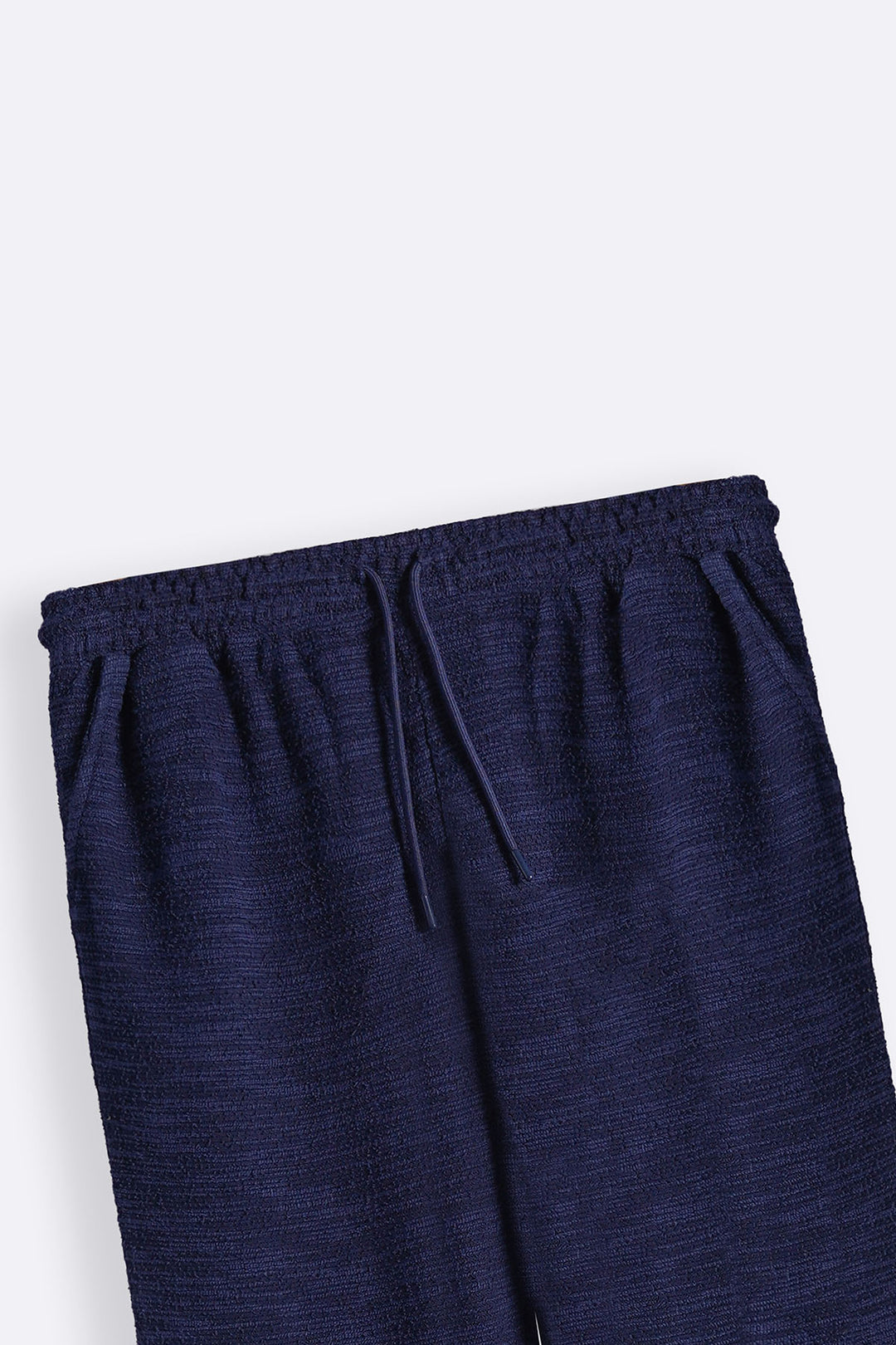 NAVY BOUCLE TROUSERS