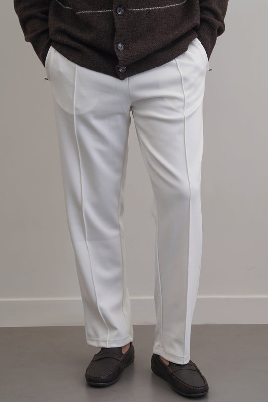 IVORY EASY PLEATED TROUSERS
