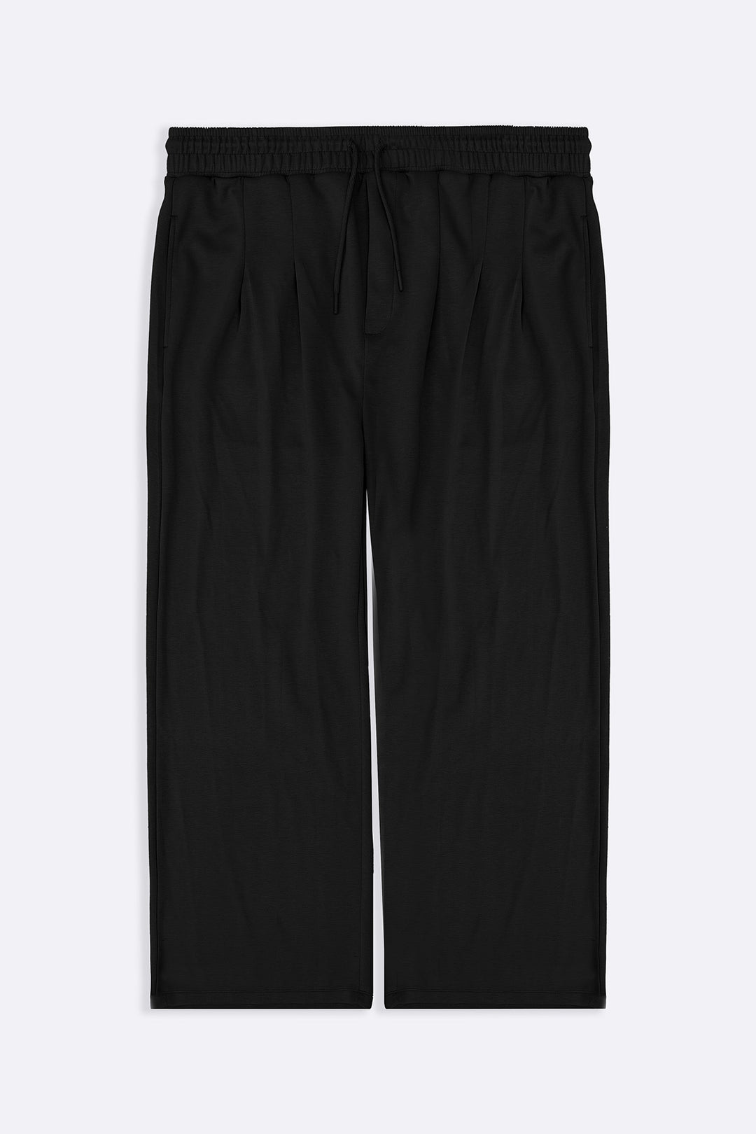BLACK PLEATED STRAIGHT TROUSERS