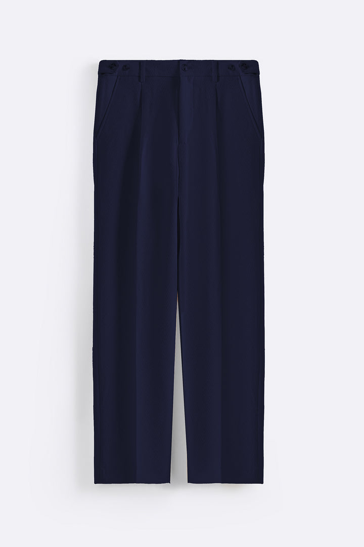 NAVY TEXTURED ADJUSTABLE PANTS