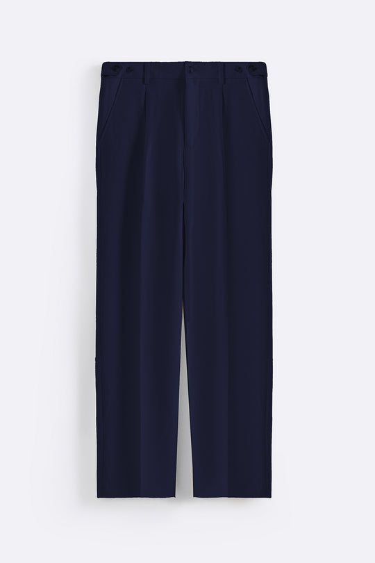 NAVY TEXTURED ADJUSTABLE PANTS
