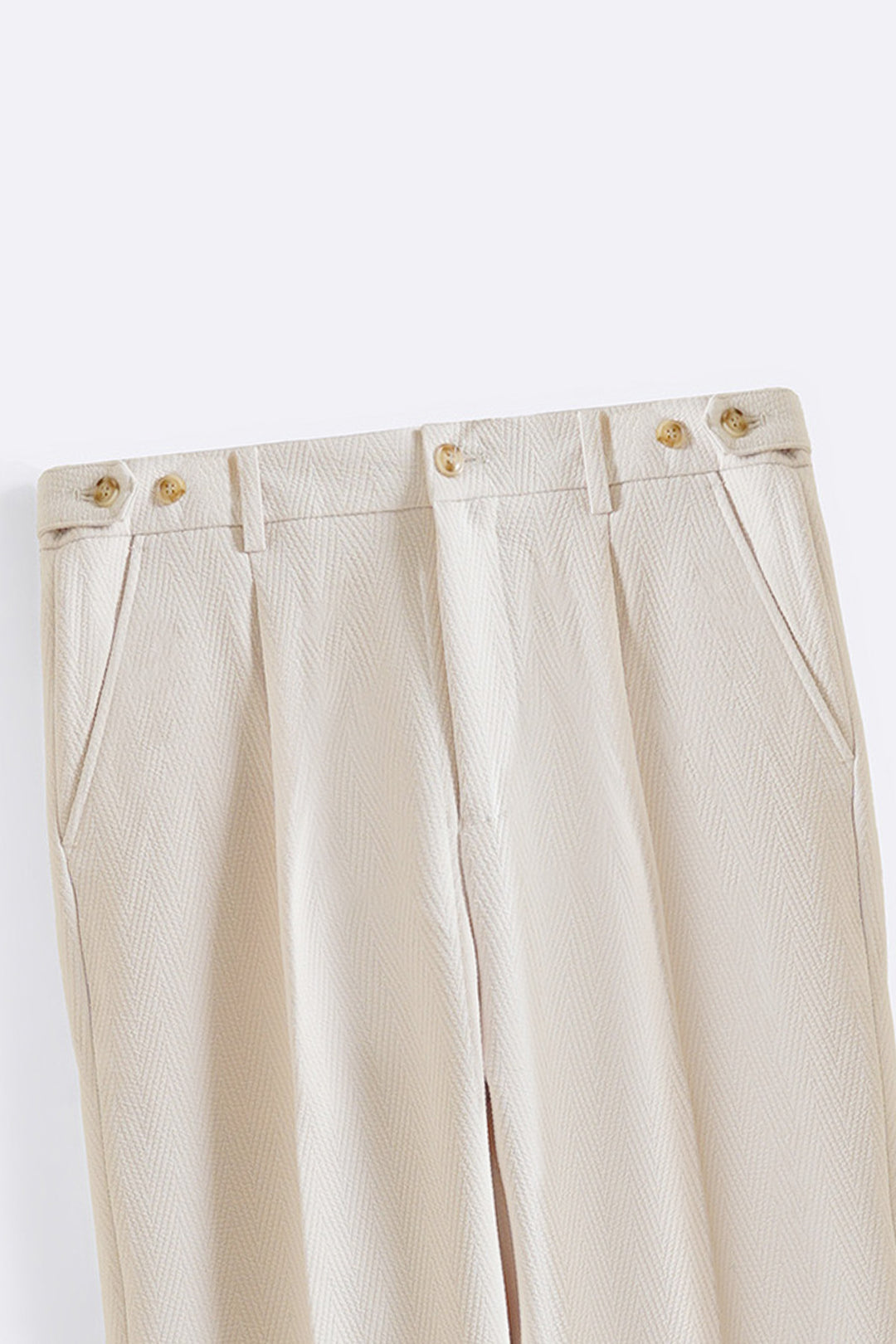 OFF WHITE TEXTURED ADJUSTABLE PANTS