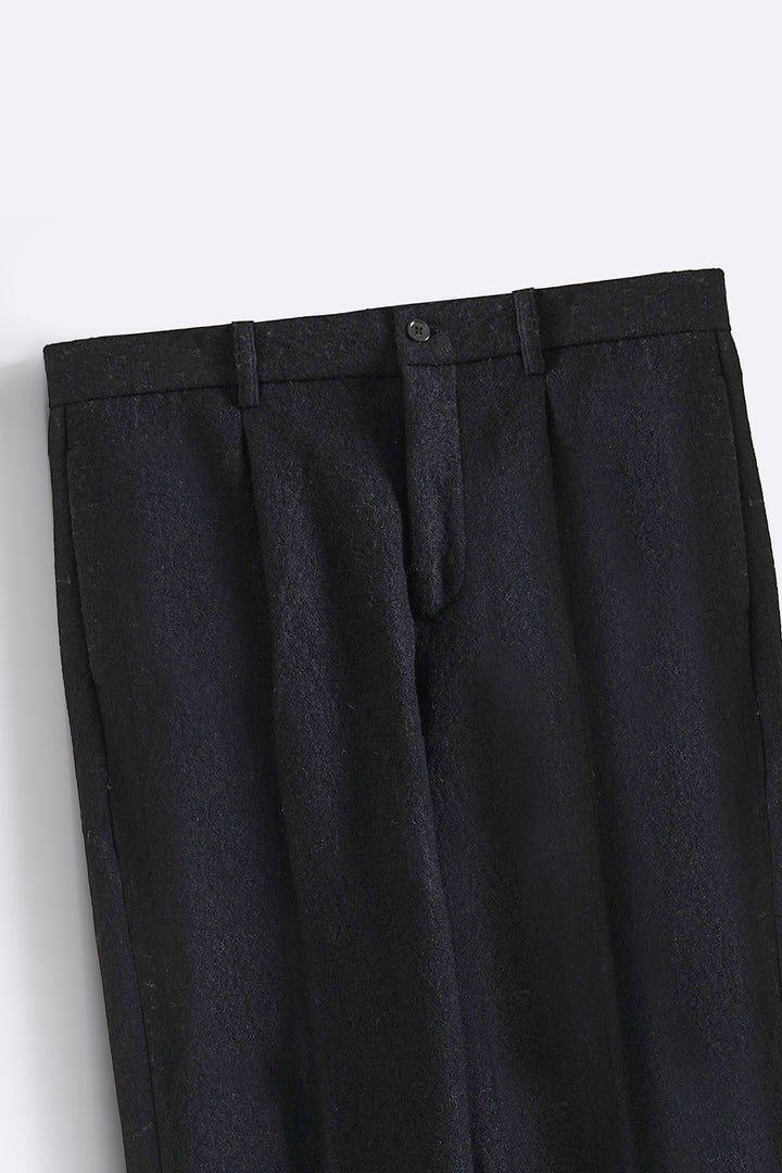 BLACK WOOL-BLEND DAILY PANTS
