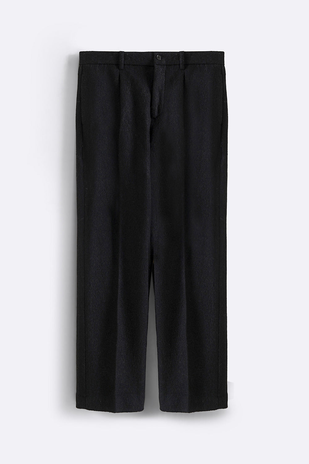 BLACK WOOL-BLEND DAILY PANTS