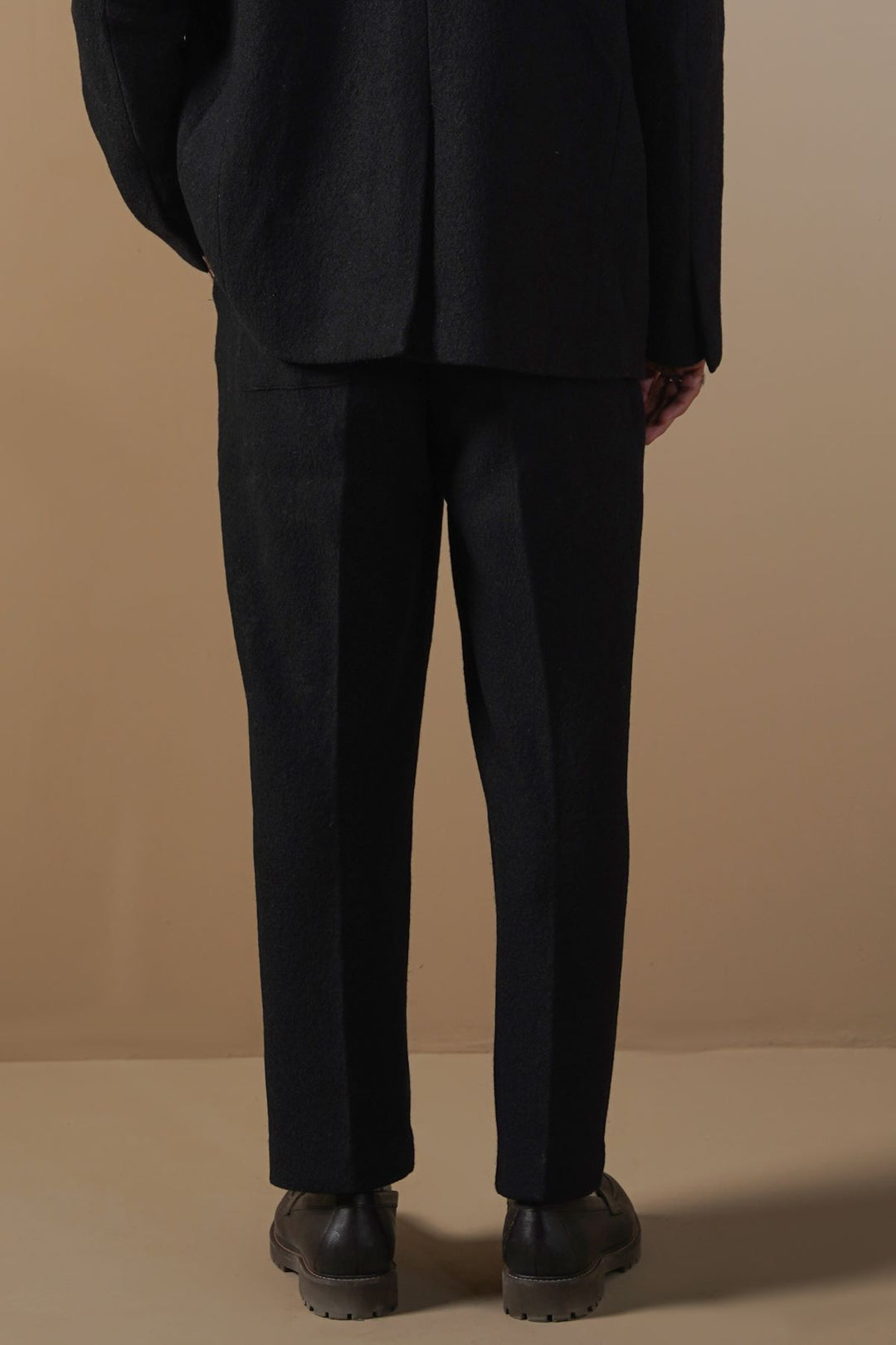 BLACK WOOL-BLEND DAILY PANTS