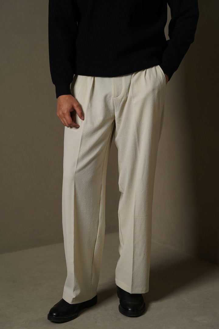 BEIGE LOOSE TAILORED PANTS