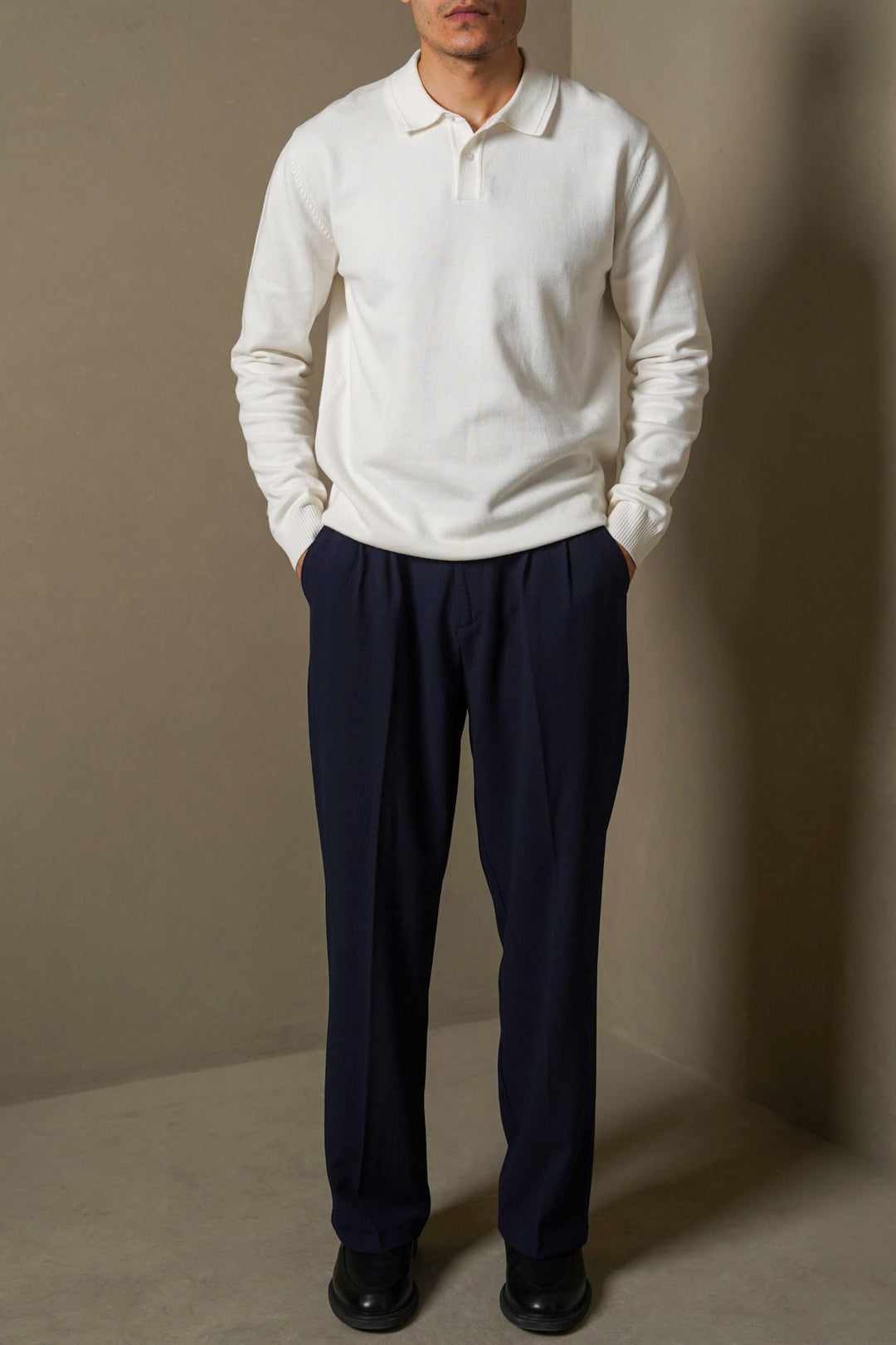 NAVY LOOSE TAILORED PANTS