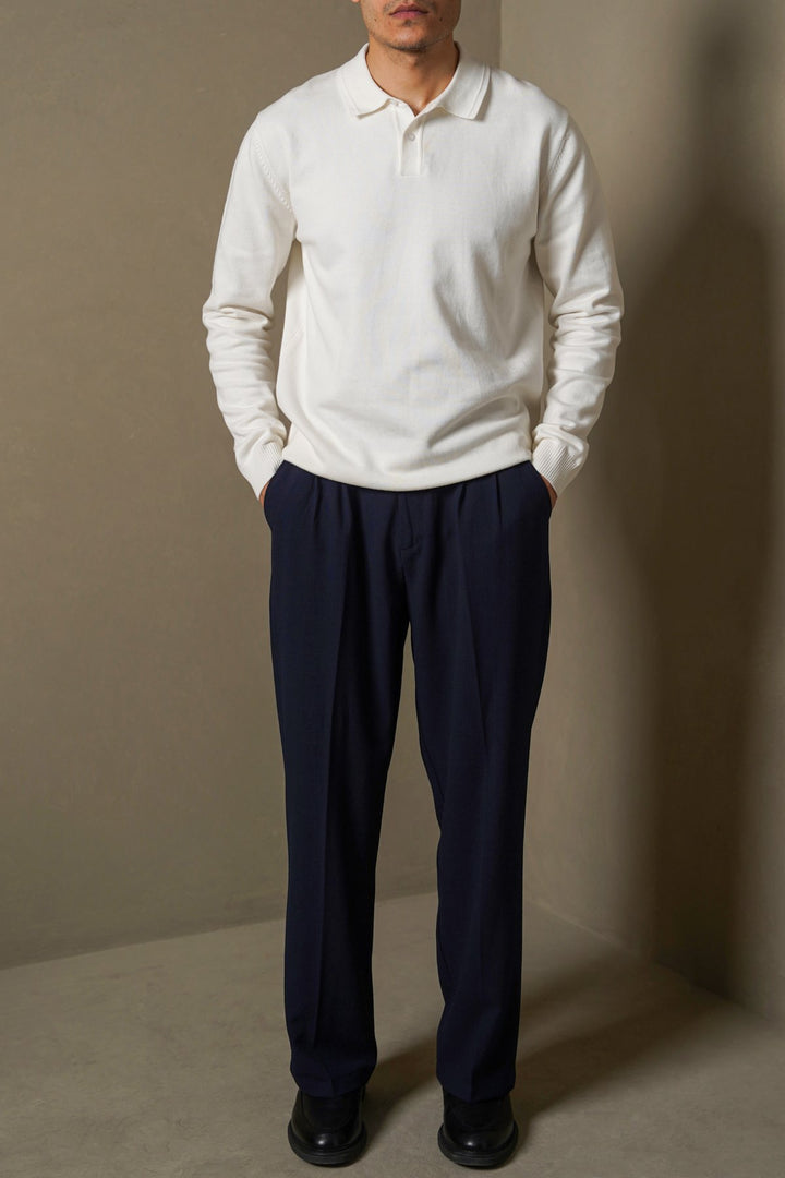 NAVY LOOSE TAILORED PANTS