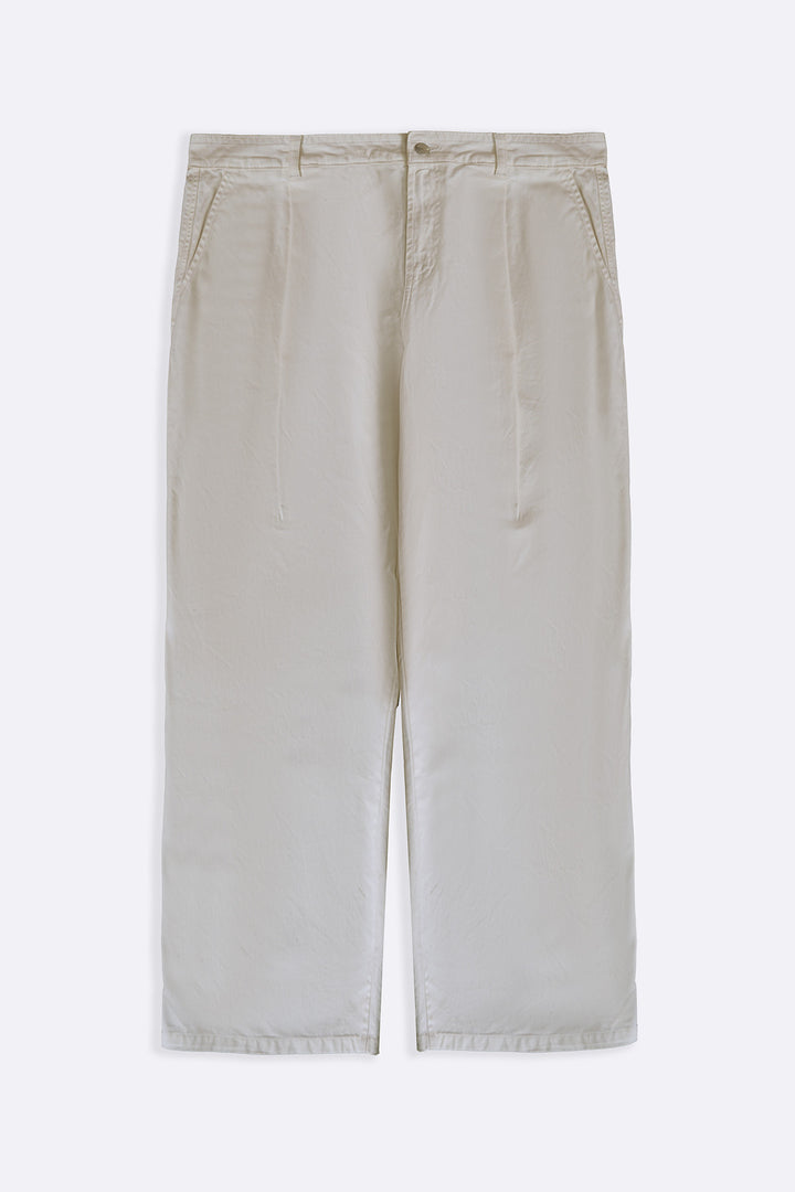 ECRU 3D PLEAT DENIM PANTS