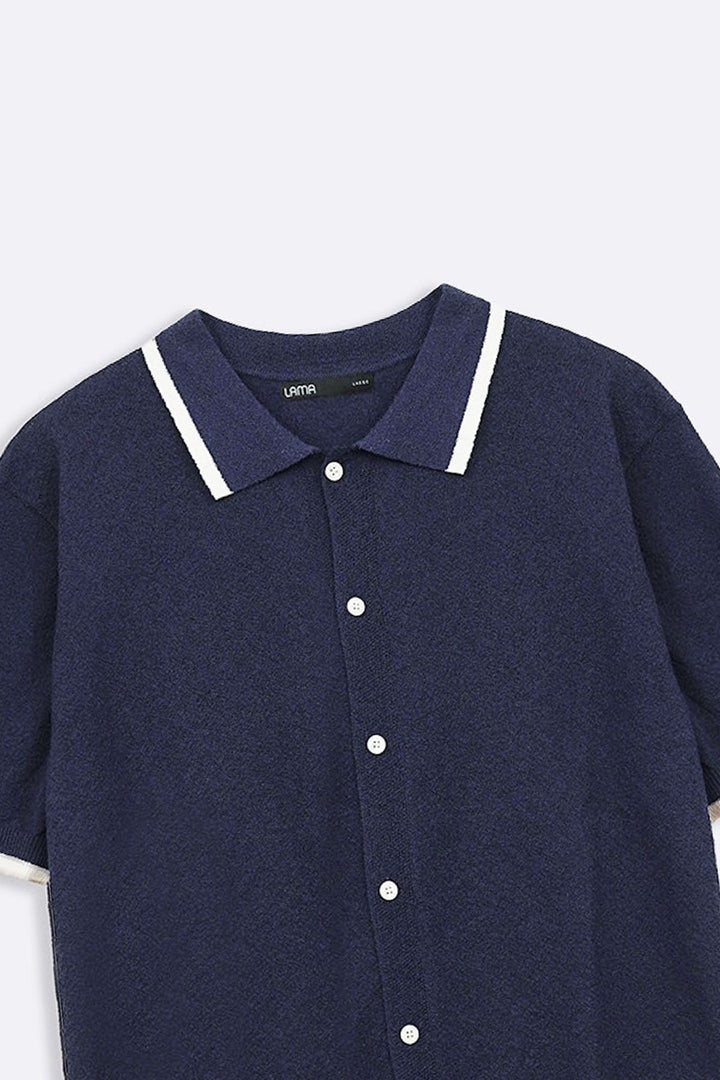 NAVY CLUB POLO CARDIGAN