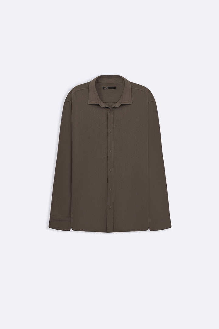 MOUSE GREY HEAVY LINEN SHIRT -draft as per irfan