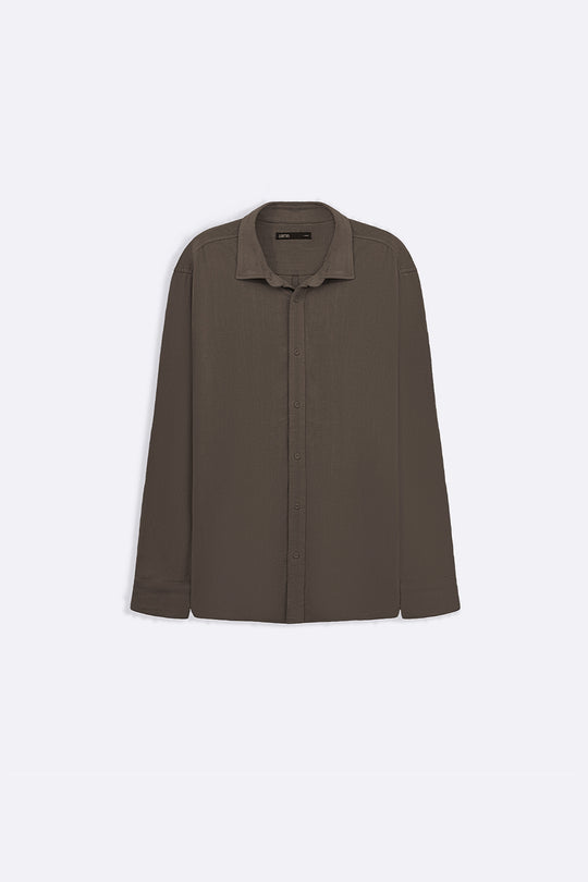 MOUSE GREY HEAVY LINEN SHIRT -draft as per irfan