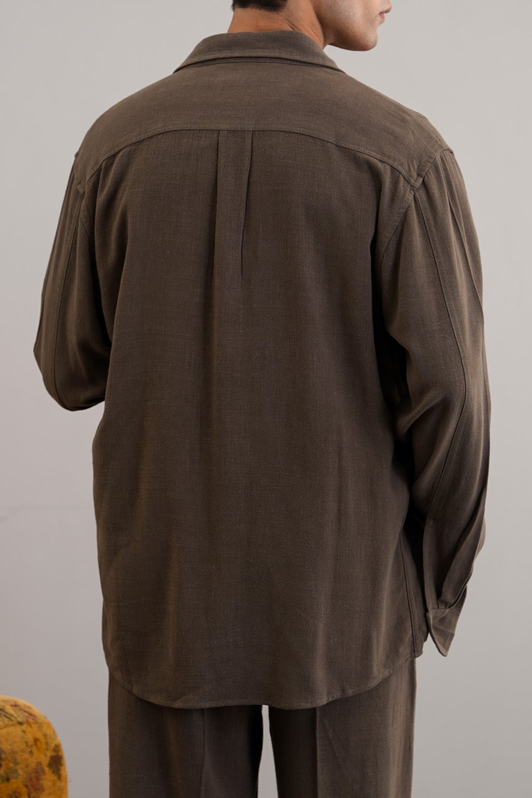 MOUSE GREY HEAVY LINEN SHIRT -draft as per irfan