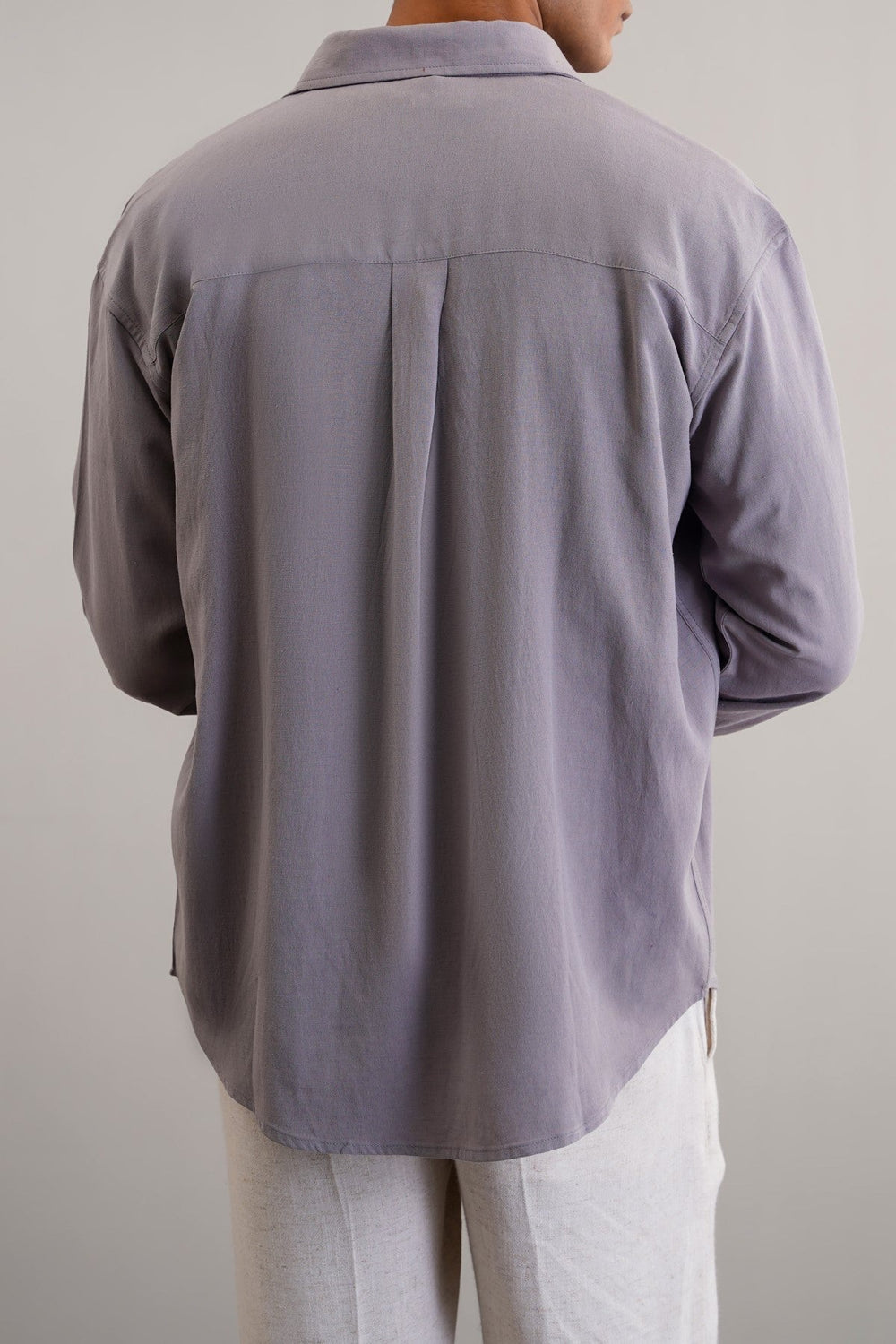 LIGHT GREY OVERSIZED LINEN SHIRT