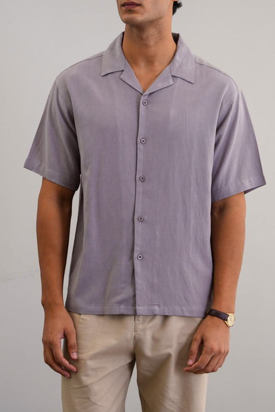 LIGHT GREY RELAXED SAFARI SHIRT