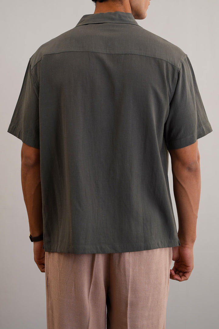 OLIVE RELAXED SAFARI SHIRT