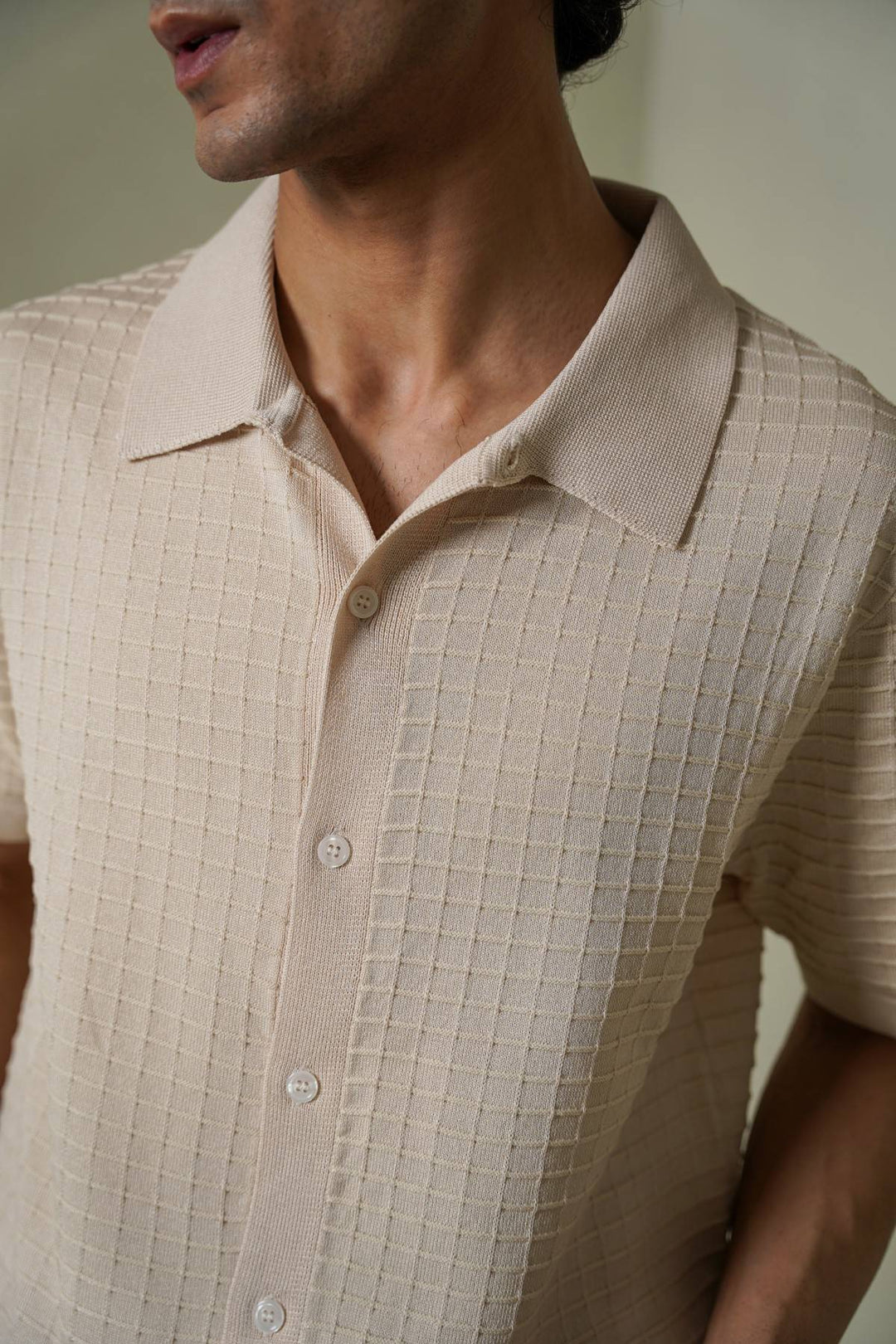 WAFFLE-KNIT SHIRT