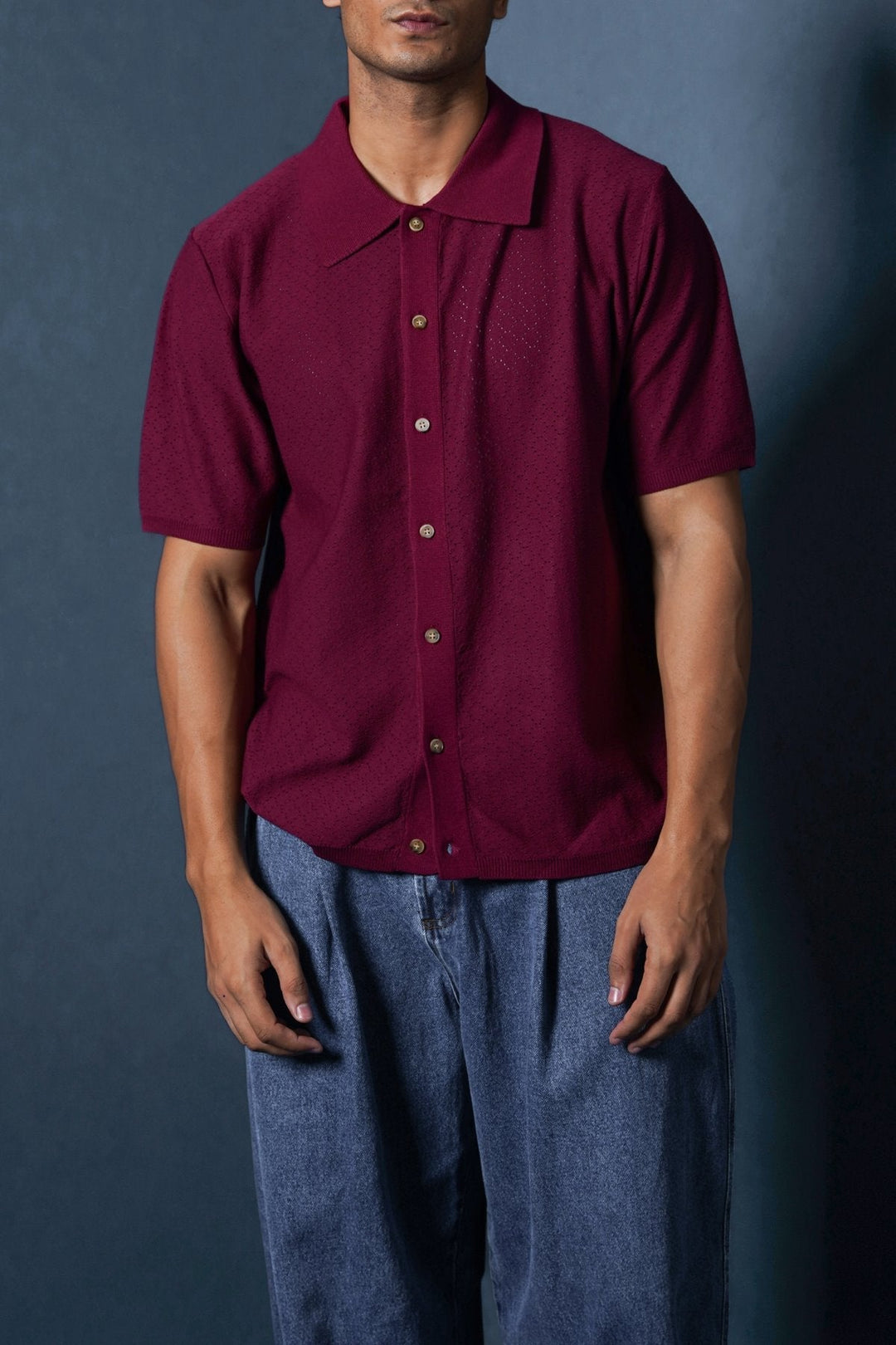 BURGUNDY HAVANA BUTTON-DOWN