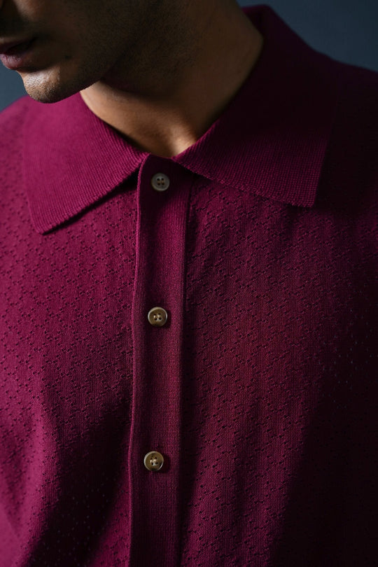 BURGUNDY HAVANA BUTTON-DOWN