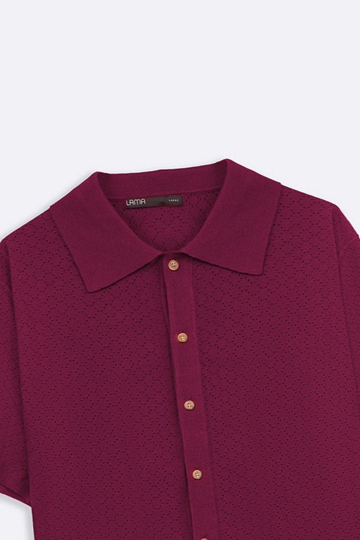 BURGUNDY HAVANA BUTTON-DOWN