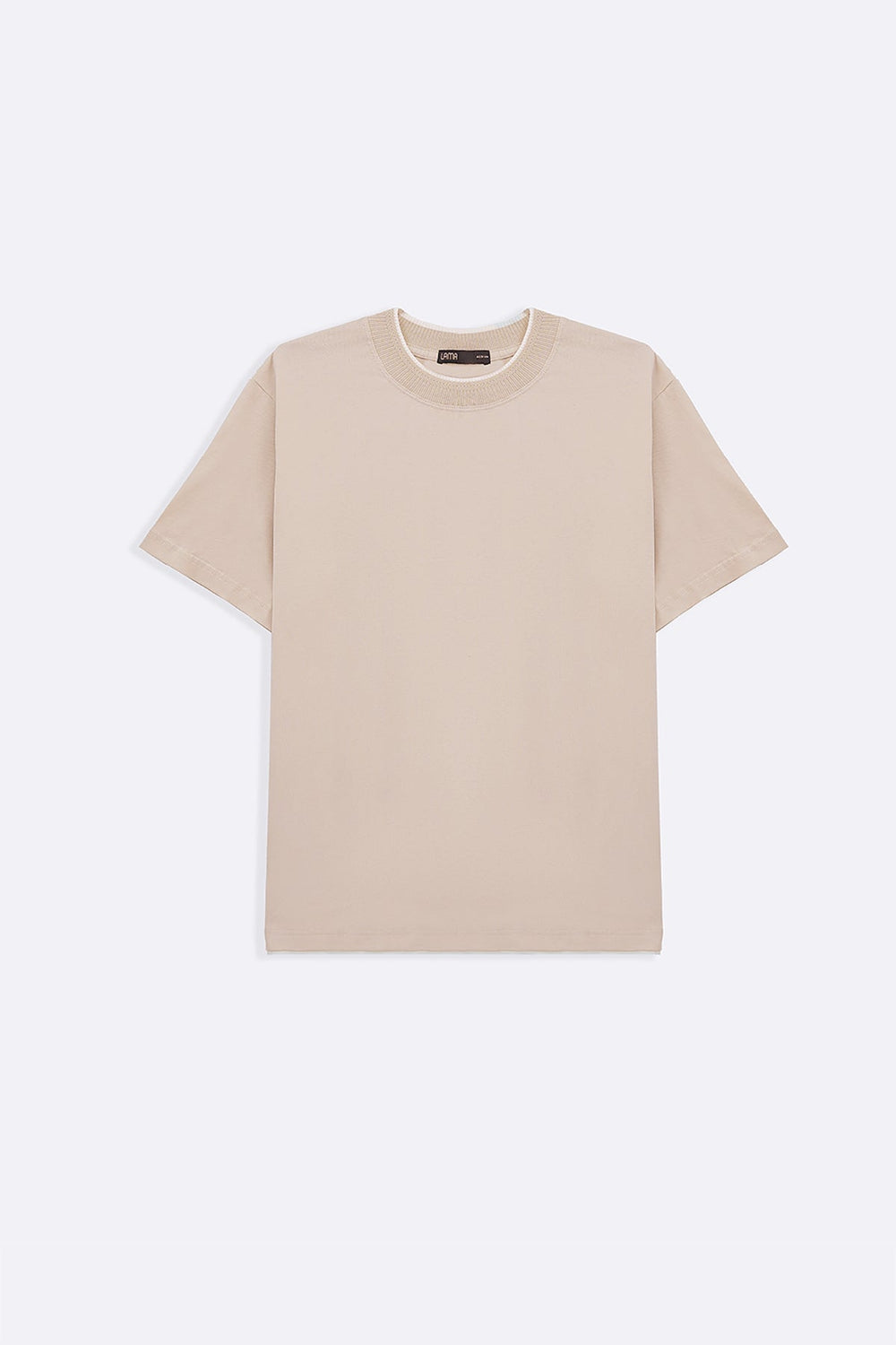 BEIGE JACQUARD RIB TEE
