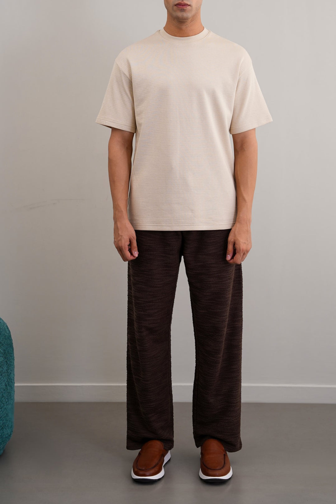 BEIGE JACQUARD COTTON CLASSIC TEE