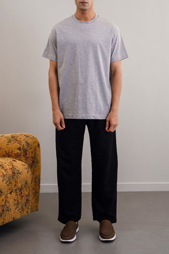MELANGE GREY BASIC COTTON TEE