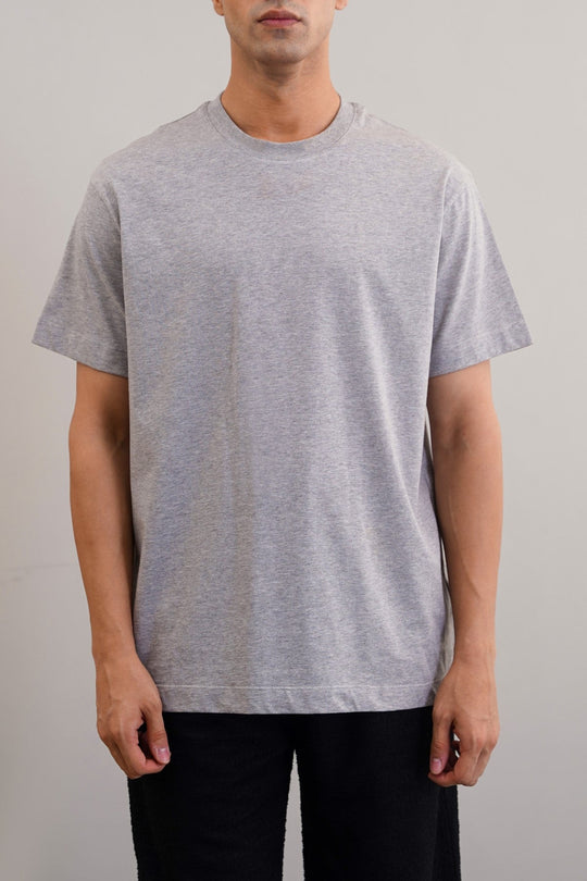 MELANGE GREY BASIC COTTON TEE