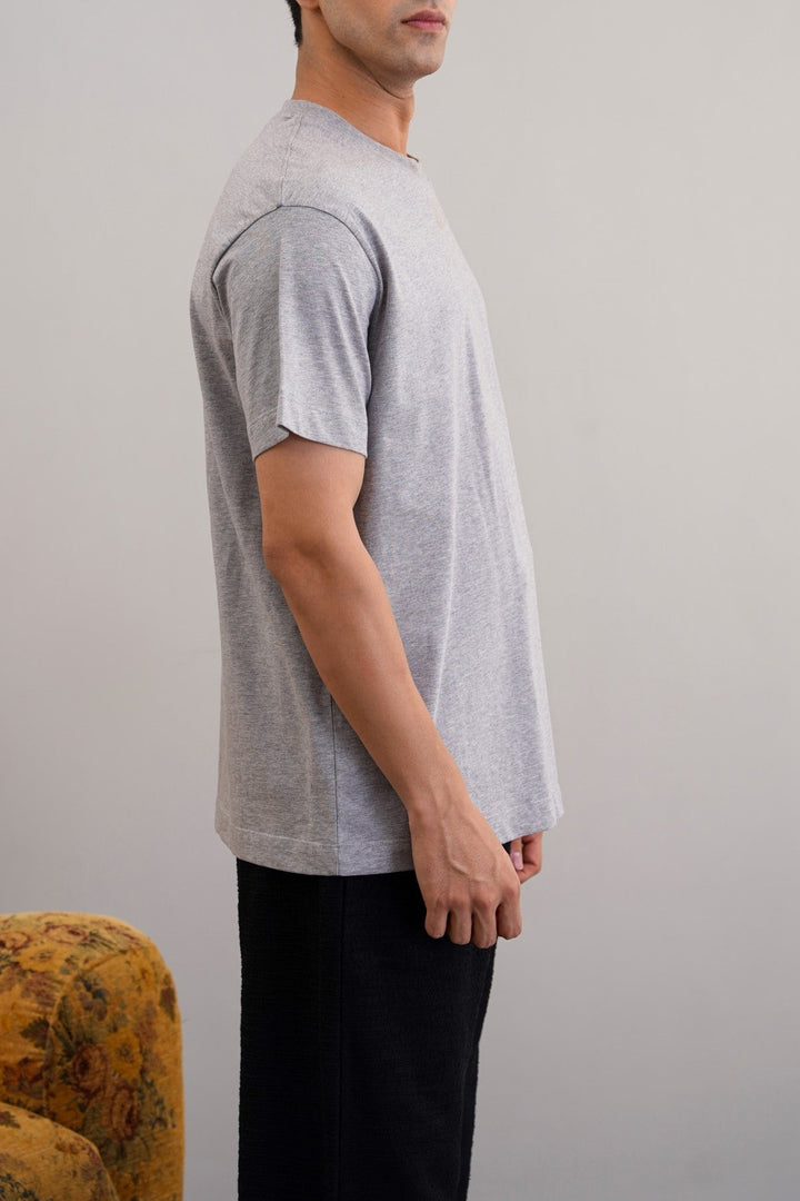 MELANGE GREY BASIC COTTON TEE