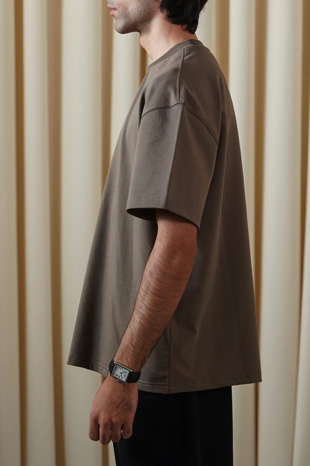 KHAKI OVERSIZED TERRY TEE