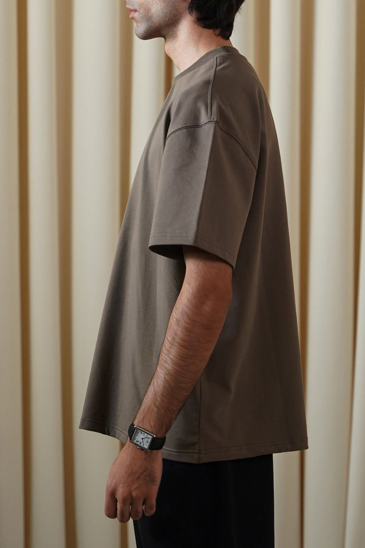 KHAKI OVERSIZED TERRY TEE