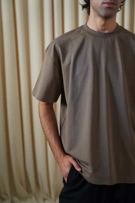 KHAKI OVERSIZED TERRY TEE