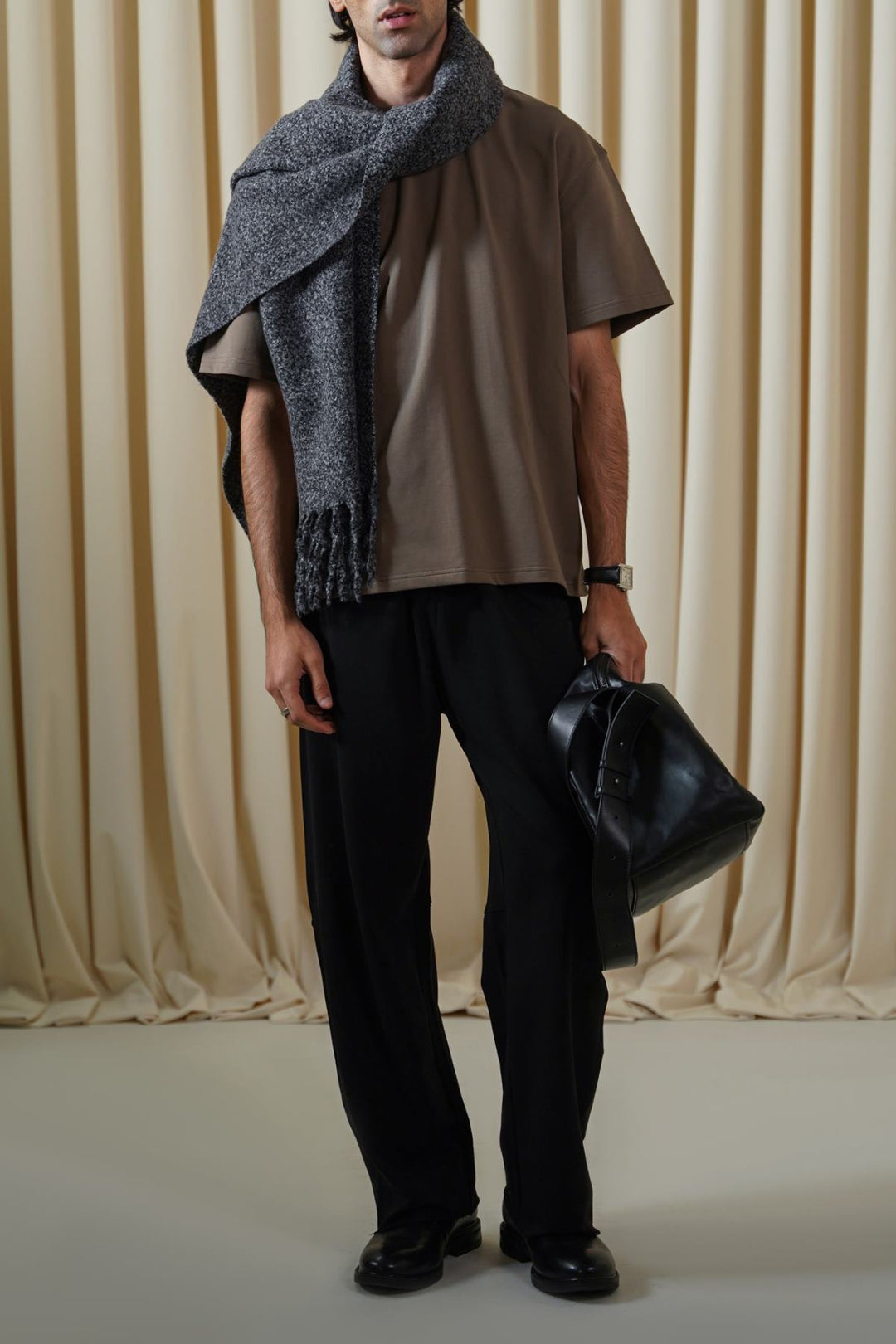 KHAKI OVERSIZED TERRY TEE