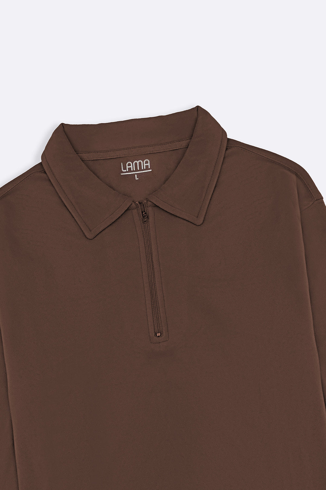 BROWN ZIPPER POLO SWEATSHIRT