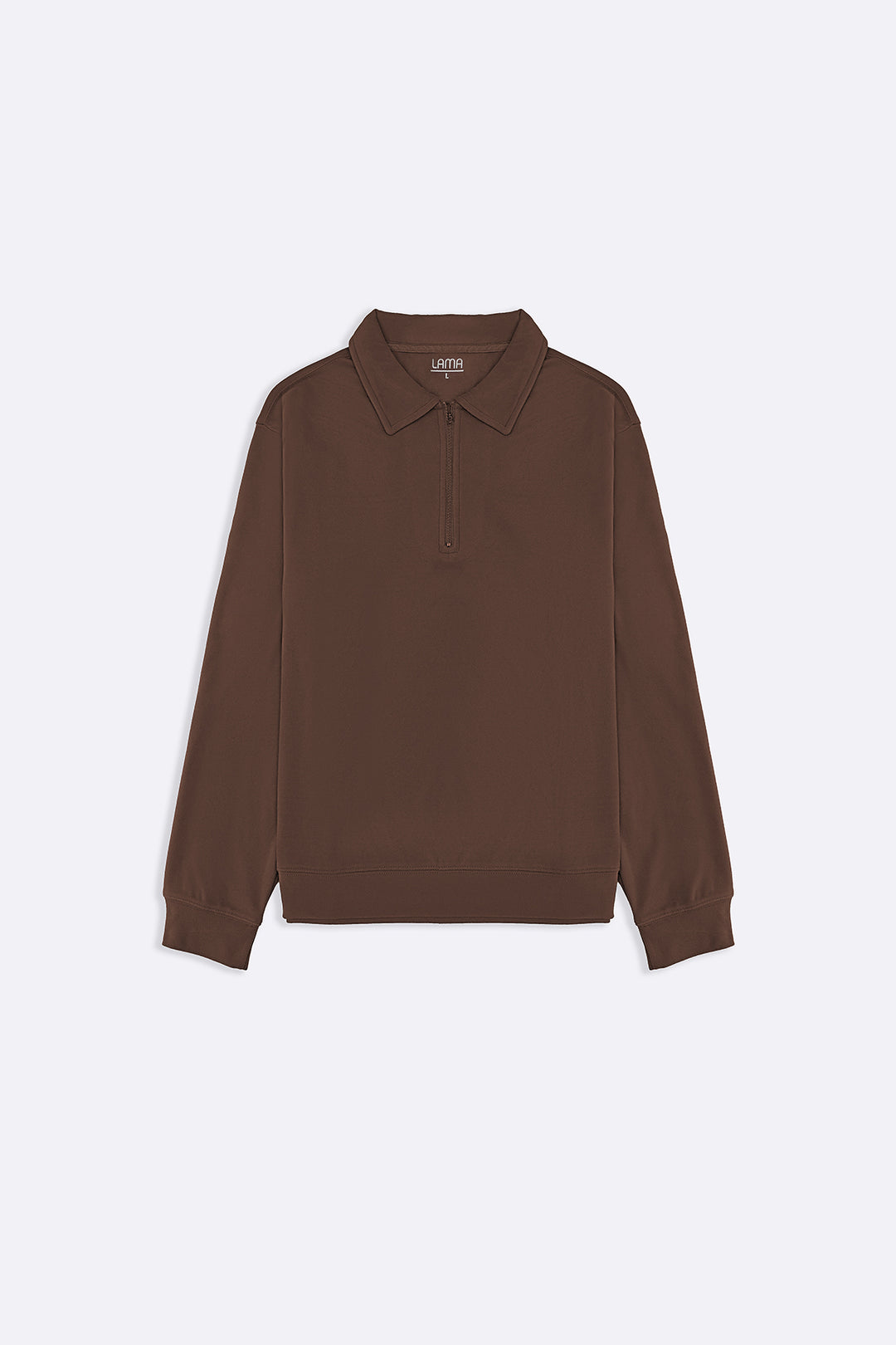 BROWN ZIPPER POLO SWEATSHIRT