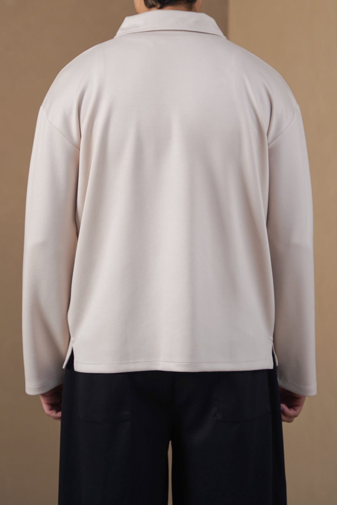 BEIGE QUARTER-ZIP POLO