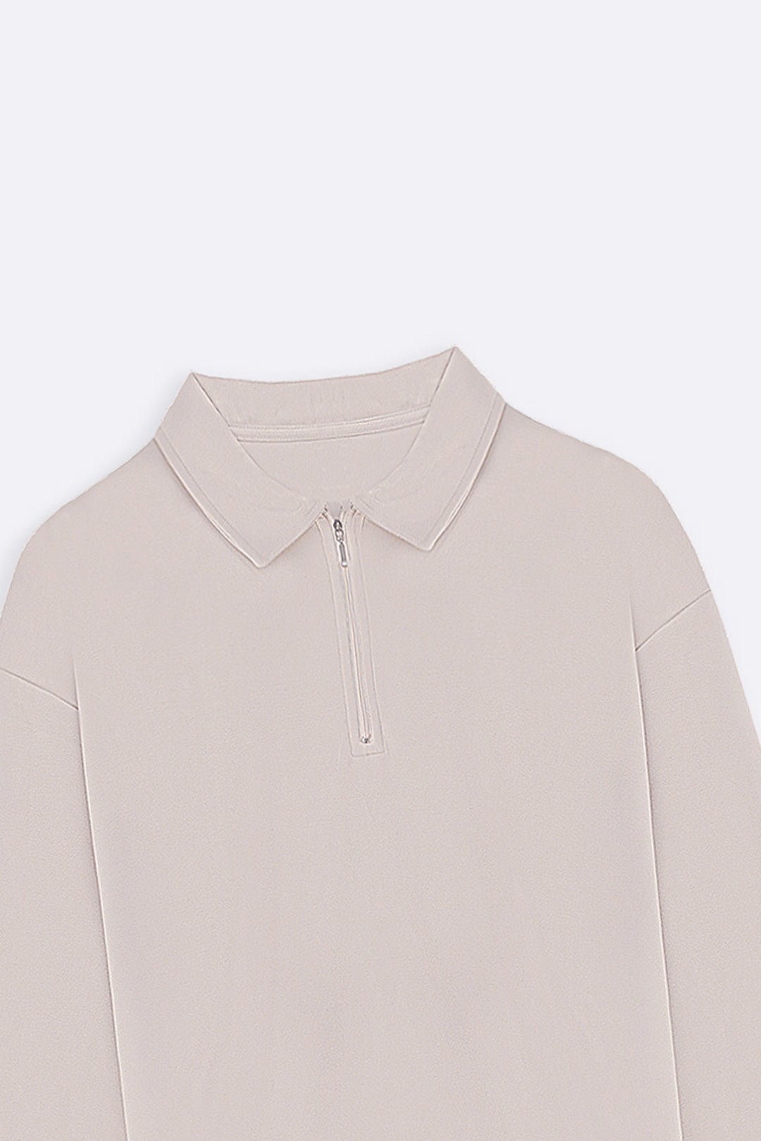 BEIGE QUARTER-ZIP POLO