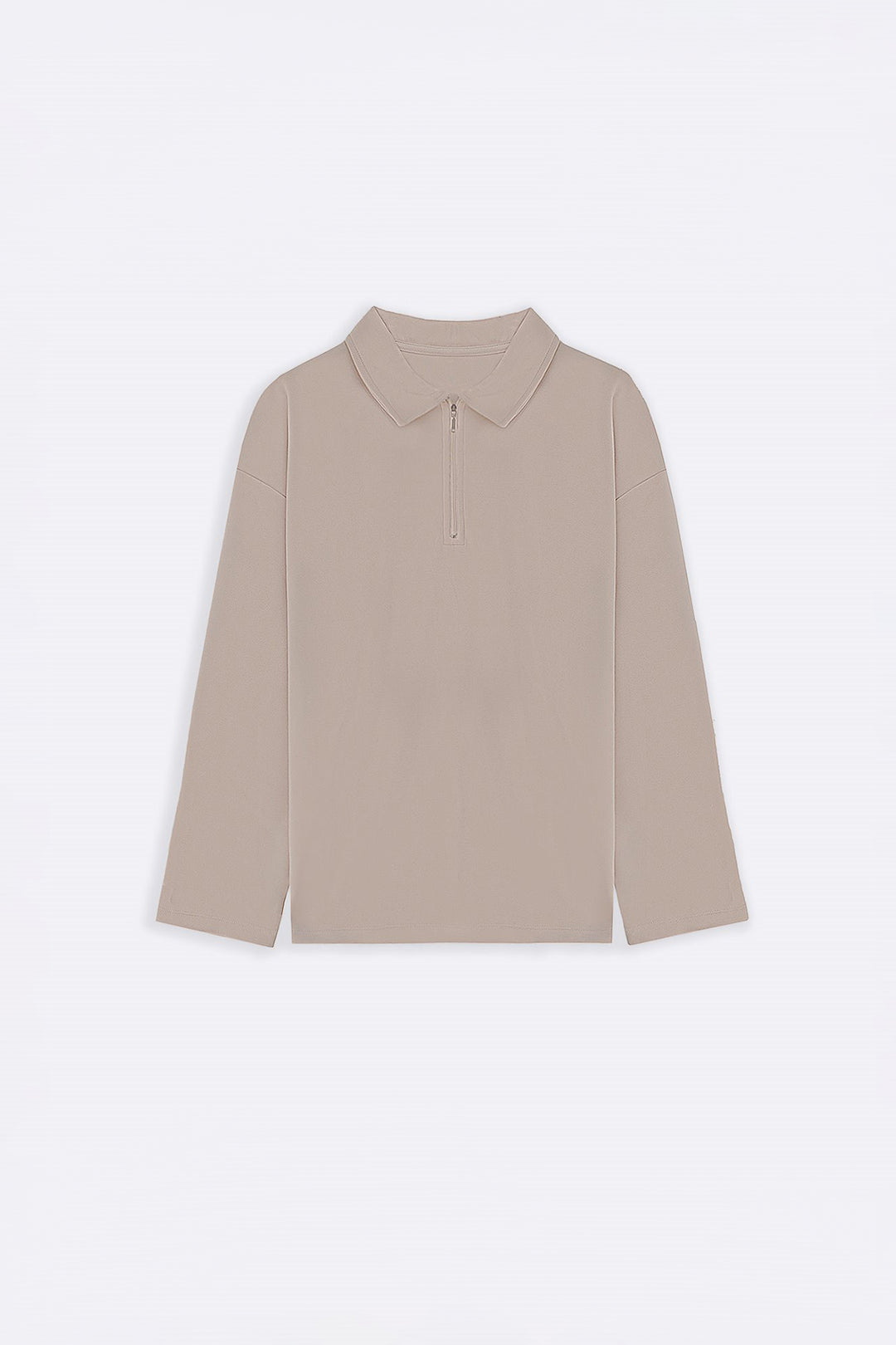 KHAKI QUARTER-ZIP POLO