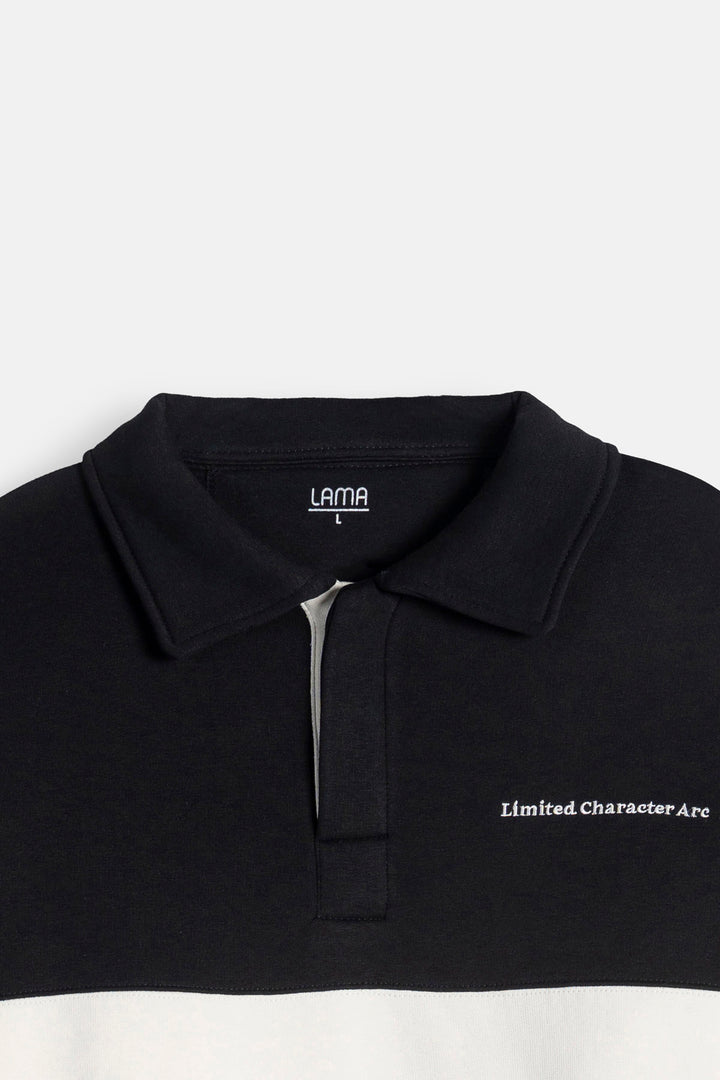 BLOCK STRIPE POLO SWEATSHIRT