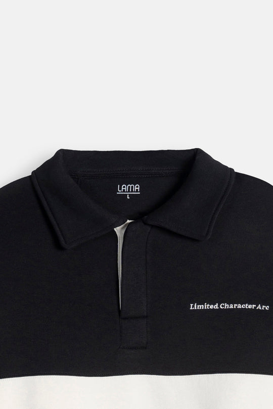 BLOCK STRIPE POLO SWEATSHIRT