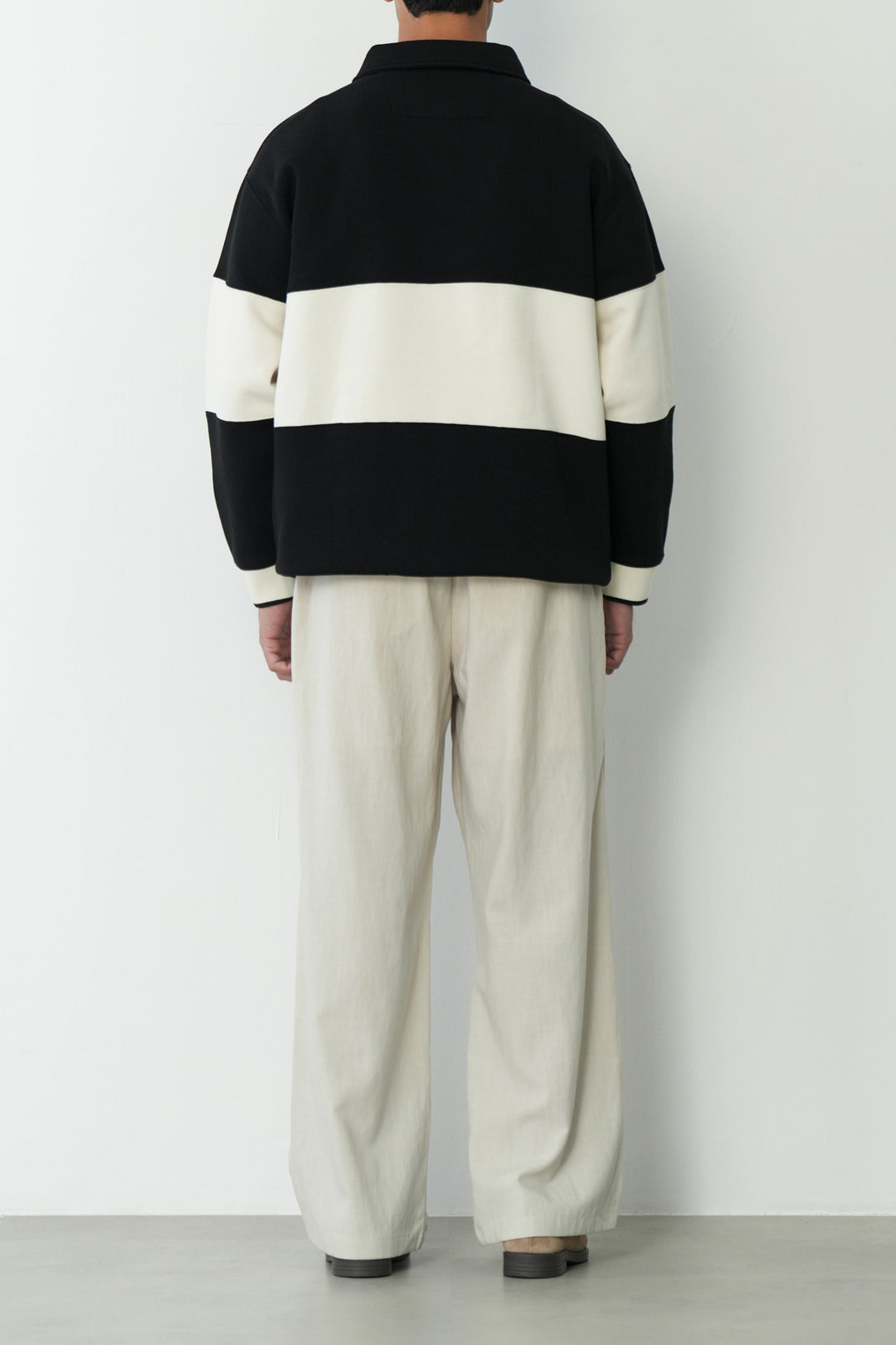 BLOCK STRIPE POLO SWEATSHIRT
