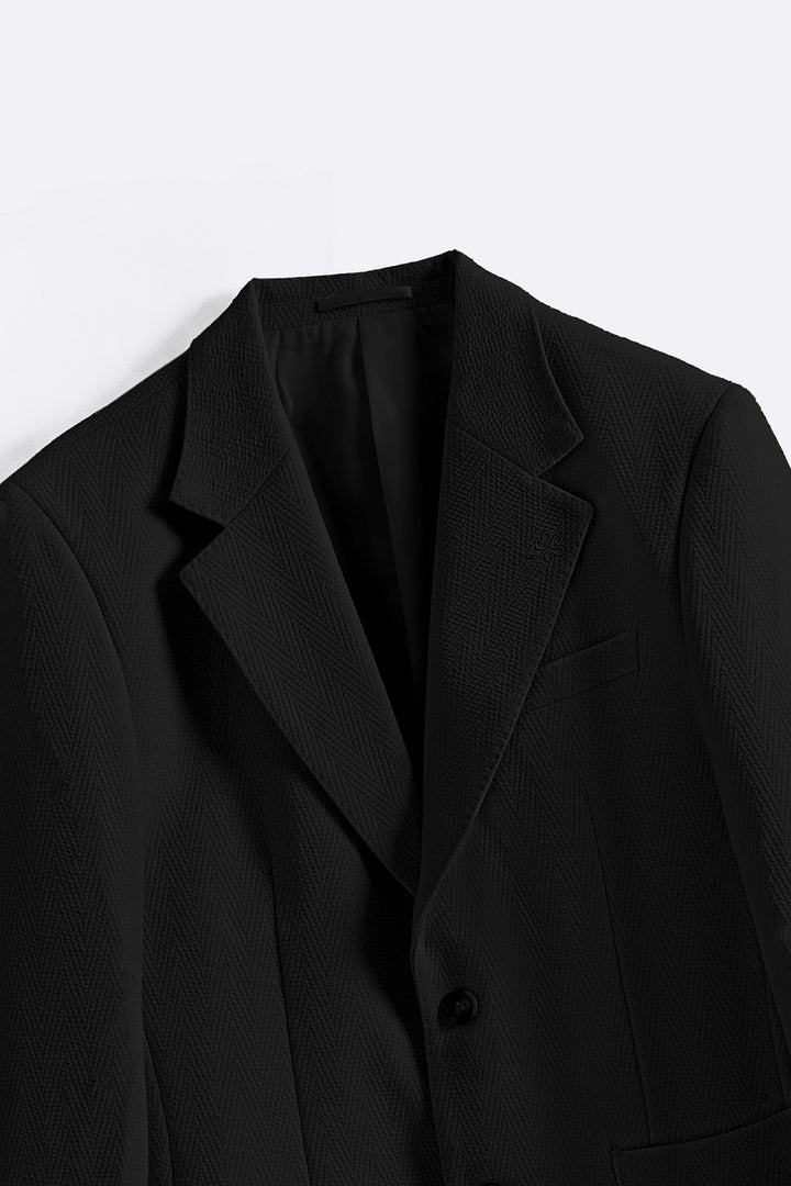 BLACK SMART TWO-BUTTON BLAZER